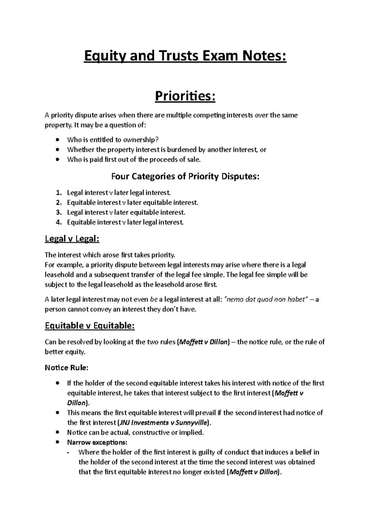 Equity and Trusts: Comprehensive Exam Revision Notes - Studocu
