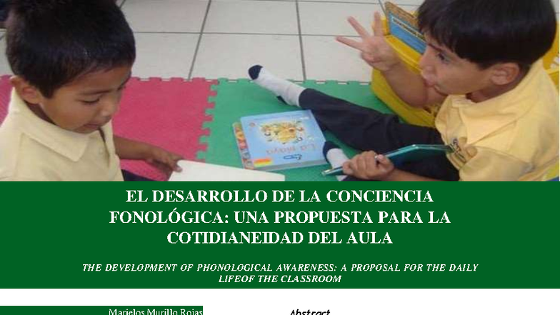 EL DESARROLLO DE LA CONCIENCIA FONOLÓGICA EN EL AULA: PROPUESTA ...
