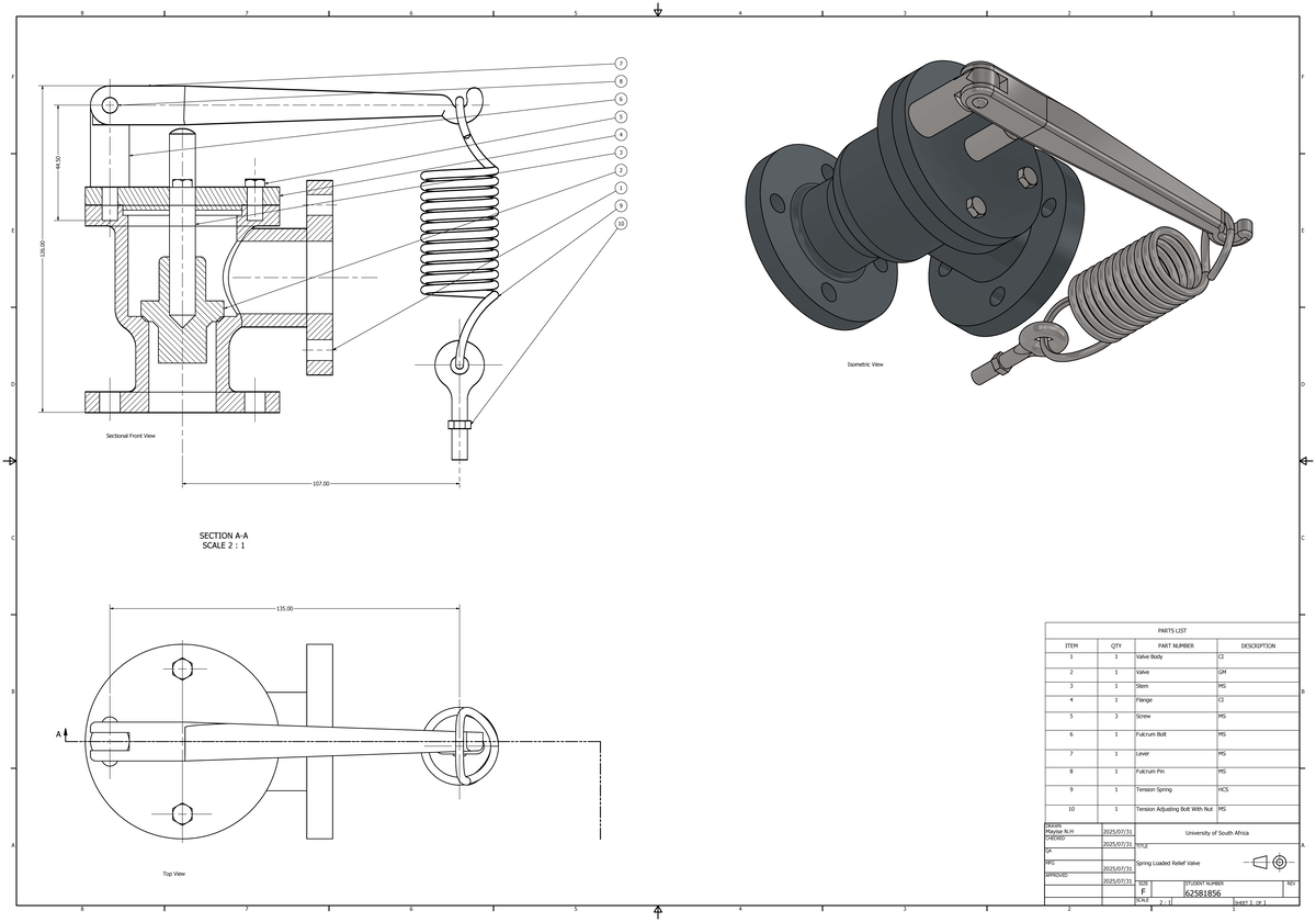 Spring Loaded Relief Valve Design (ENG 101) - Studocu