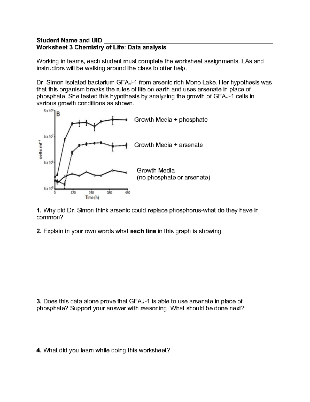 Worksheet 3: Data Analysis on Chemistry of Life (CHEM 101) - Studocu