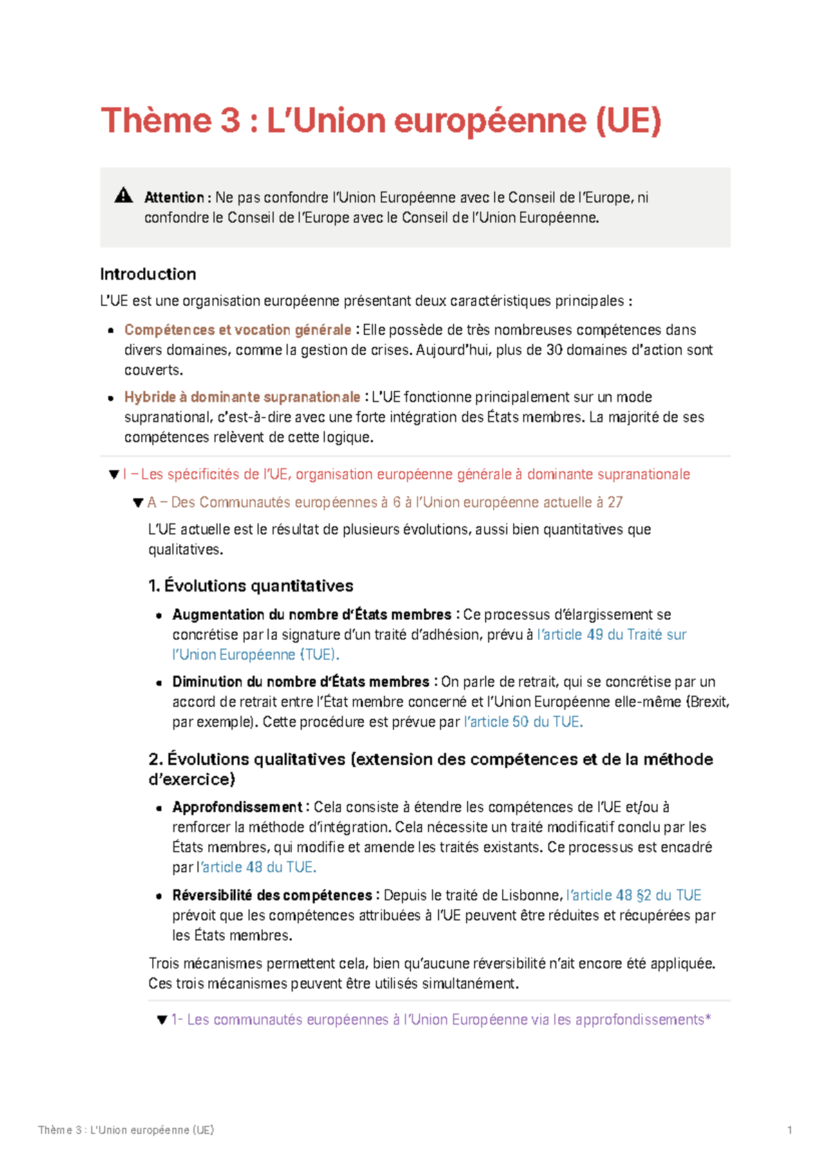Thème 3 : Préparation à l'Examen de l'Union Européenne (UE) - Studocu