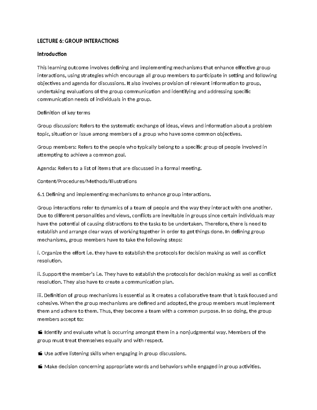 LECTURE 6: GROUP INTERACTIONS & COMMUNICATION SKILLS IN MECHANICAL ...