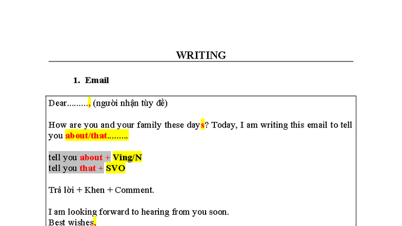 WRITING 1: Email, Essays on Pros/Cons, Problems/Solutions, Causes ...