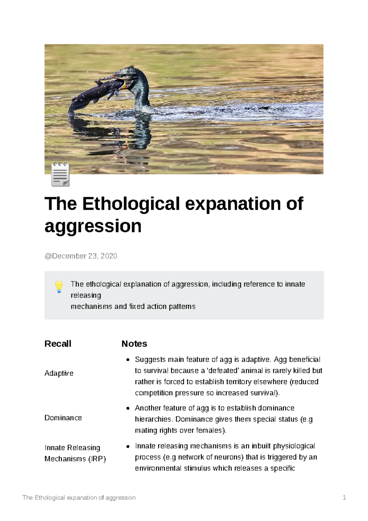Ethological Explanation of Aggression: Key Concepts & Research Insights ...
