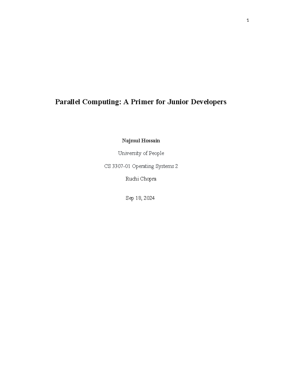 CS 3307 Written Assignment Unit 2 - Parallel Computing: A Primer for ...