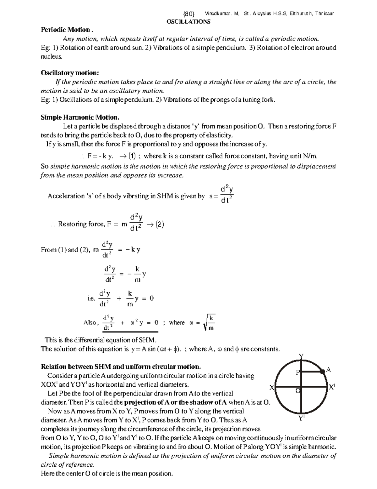 Oscillation and Waves: A Comprehensive Study (Course Code: OSC) - Studocu