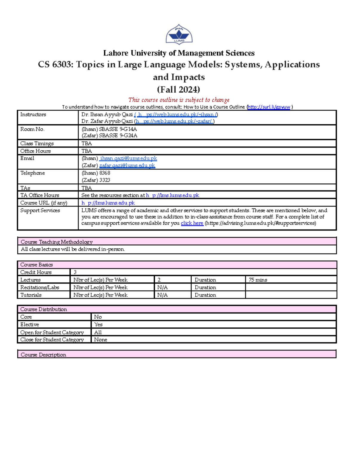 CS 6303-Fall 2024-Large Language Models: Systems & Applications ...
