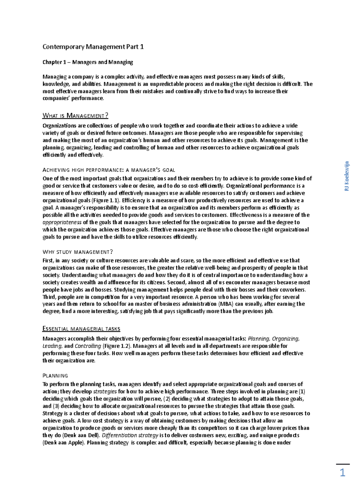 Contemporary Management (CM 101) - Overview of Managers and Management ...