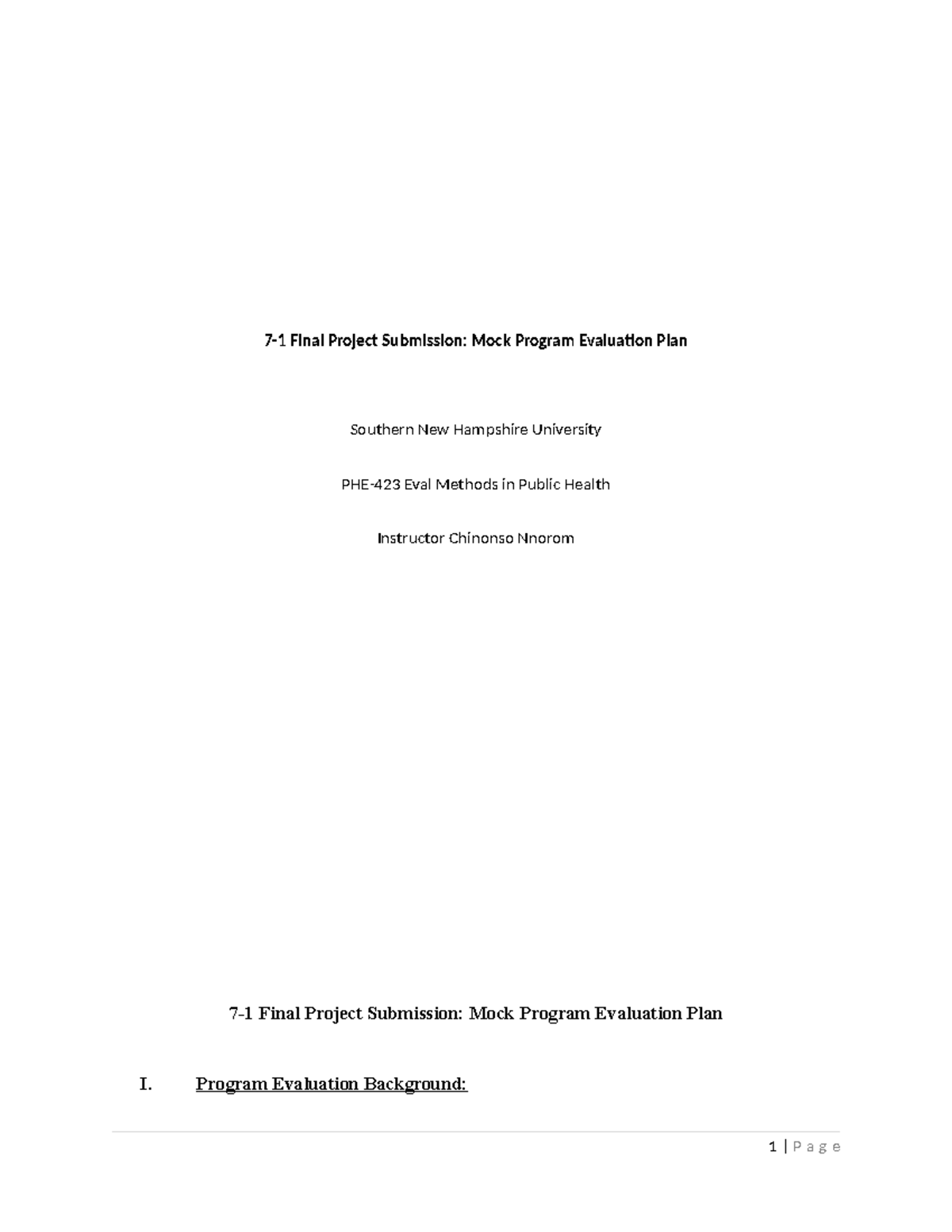 PHE-423 Final Project: Mock Evaluation Plan for REACH Program - Studocu
