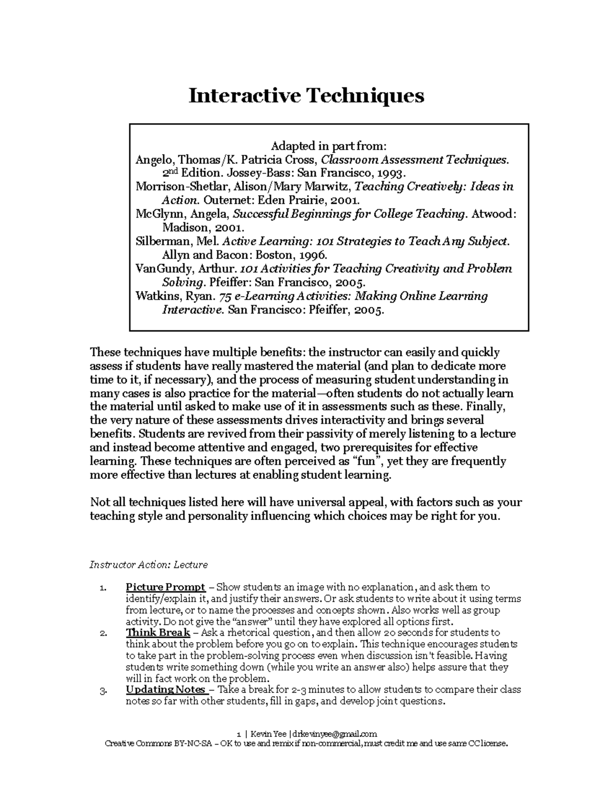 Interactive Techniques for Lesson Planning (Course Code: IT-2023) - Studocu