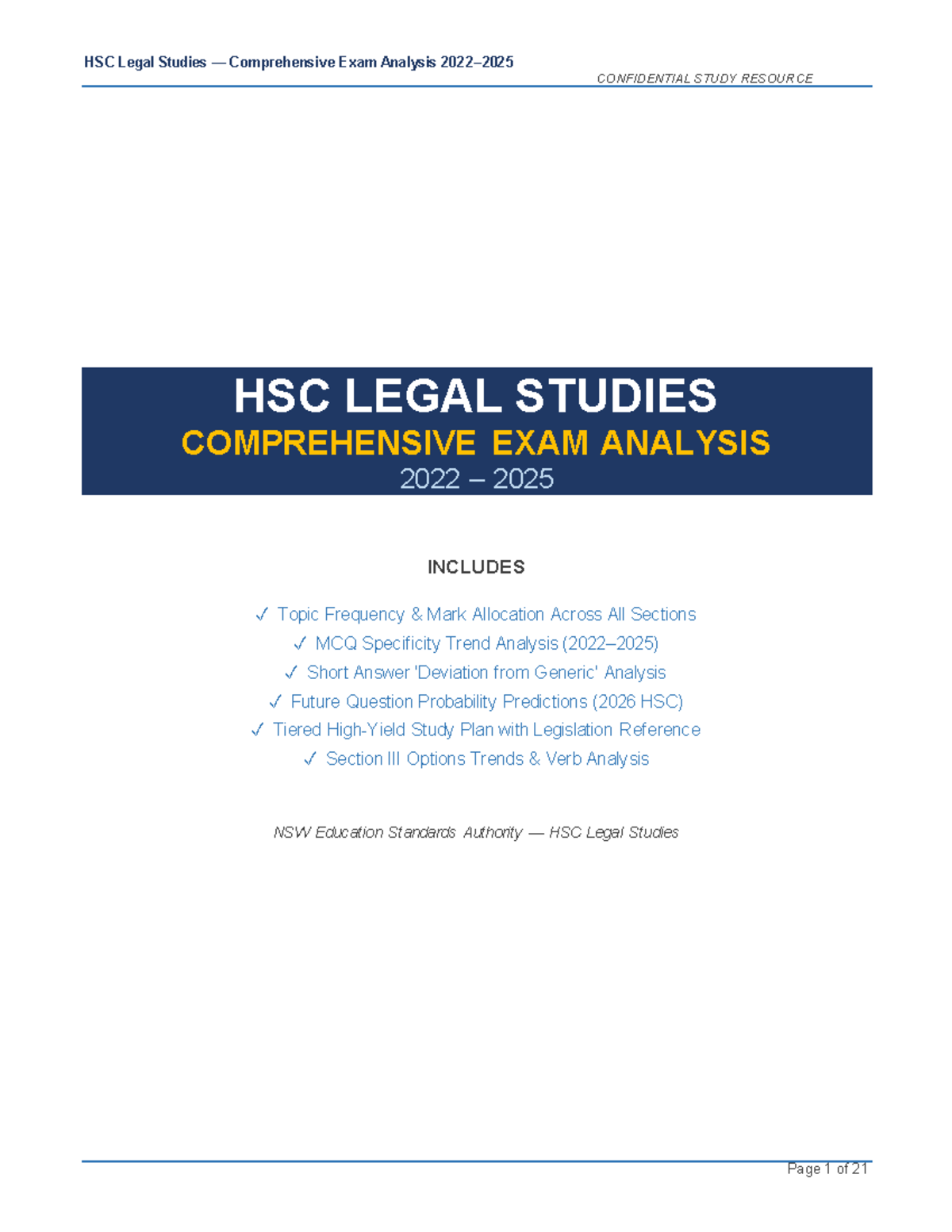 HSC Legal Studies Comprehensive Exam Analysis (2022-2026) - Studocu