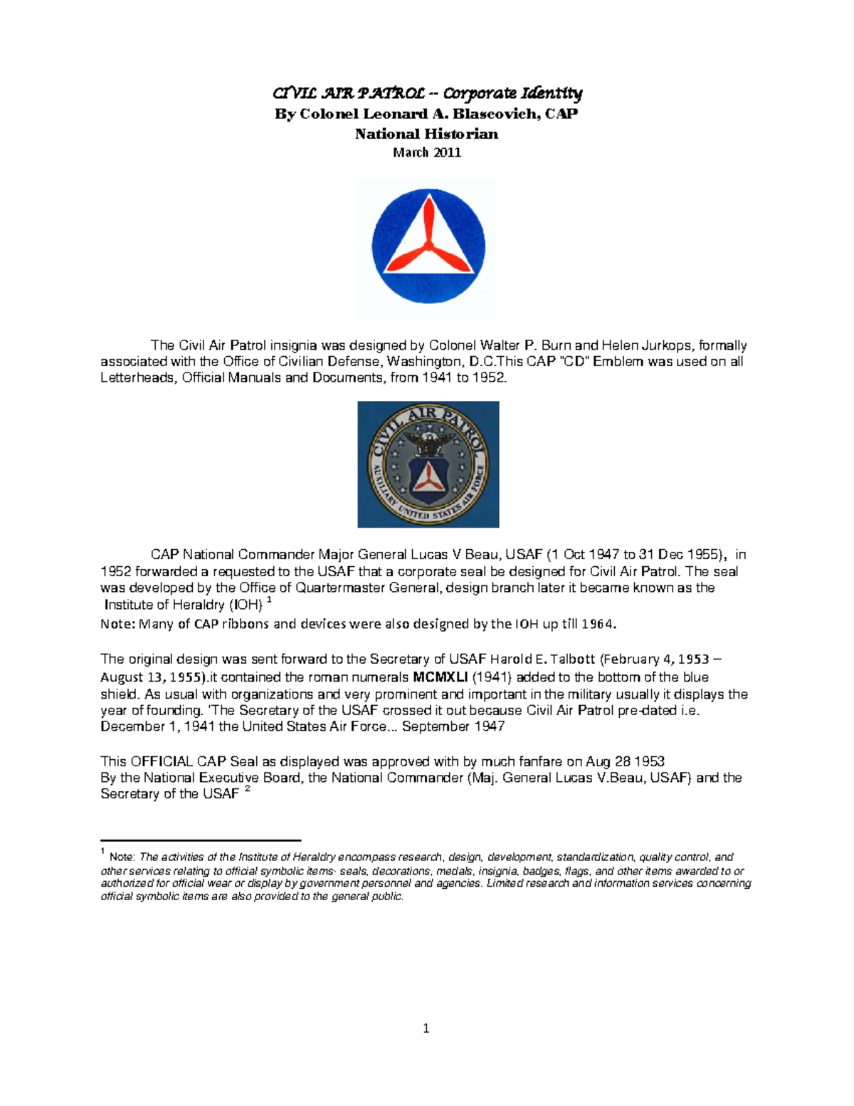 CIVIL AIR PATROL (CAP) Corporate Seals History Overview - Studocu