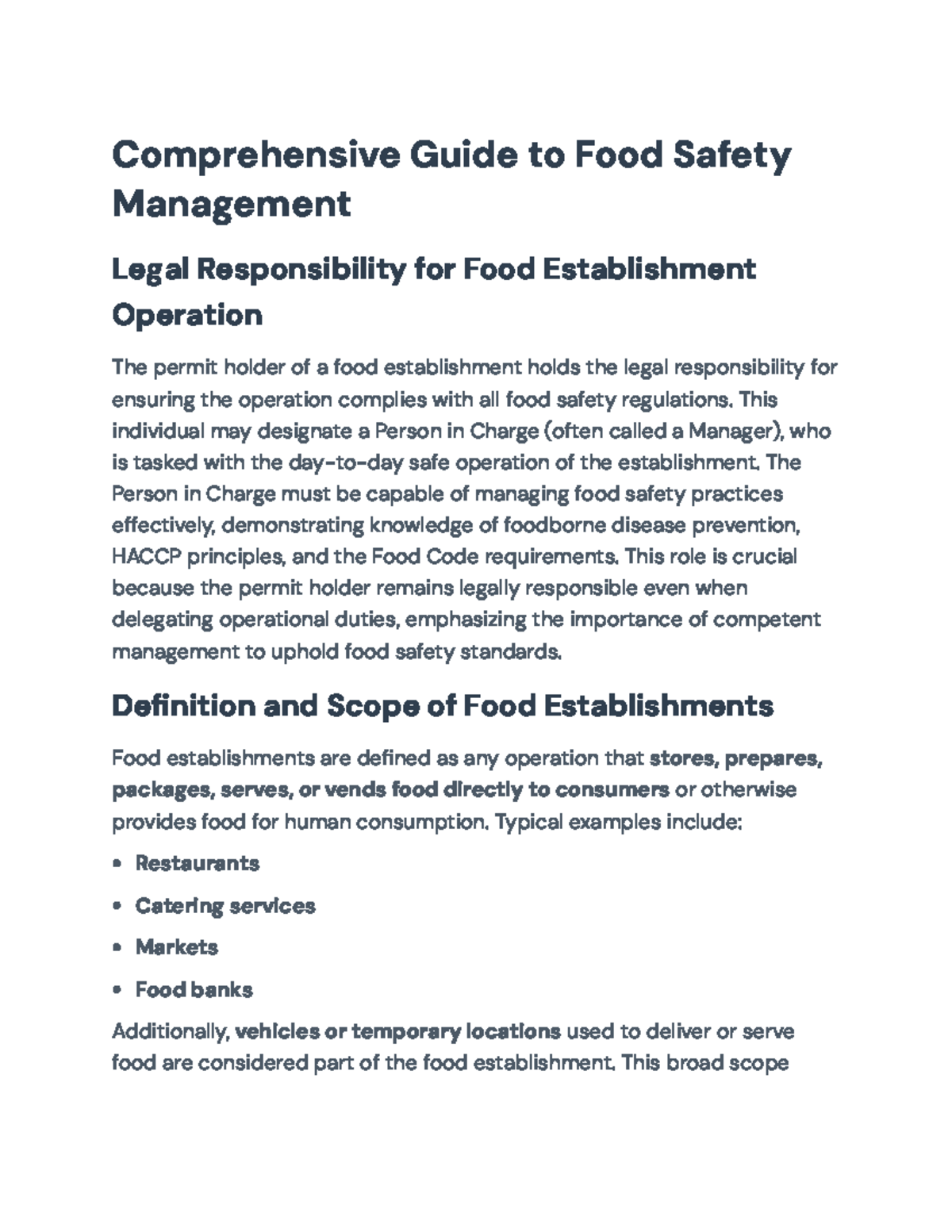 Comprehensive Overview of Food Safety Management: FDA Food Code 2022 ...