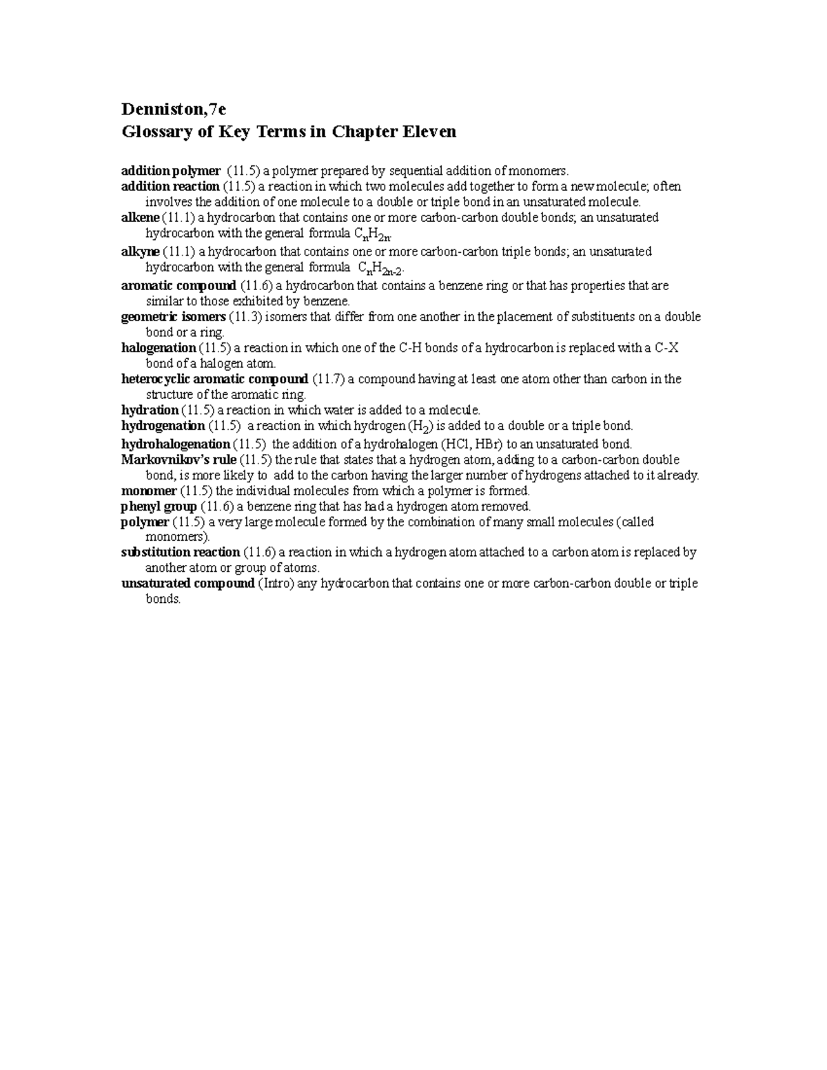 Key Terms Glossary for Ch 11: Polymer Chemistry Concepts - Studocu