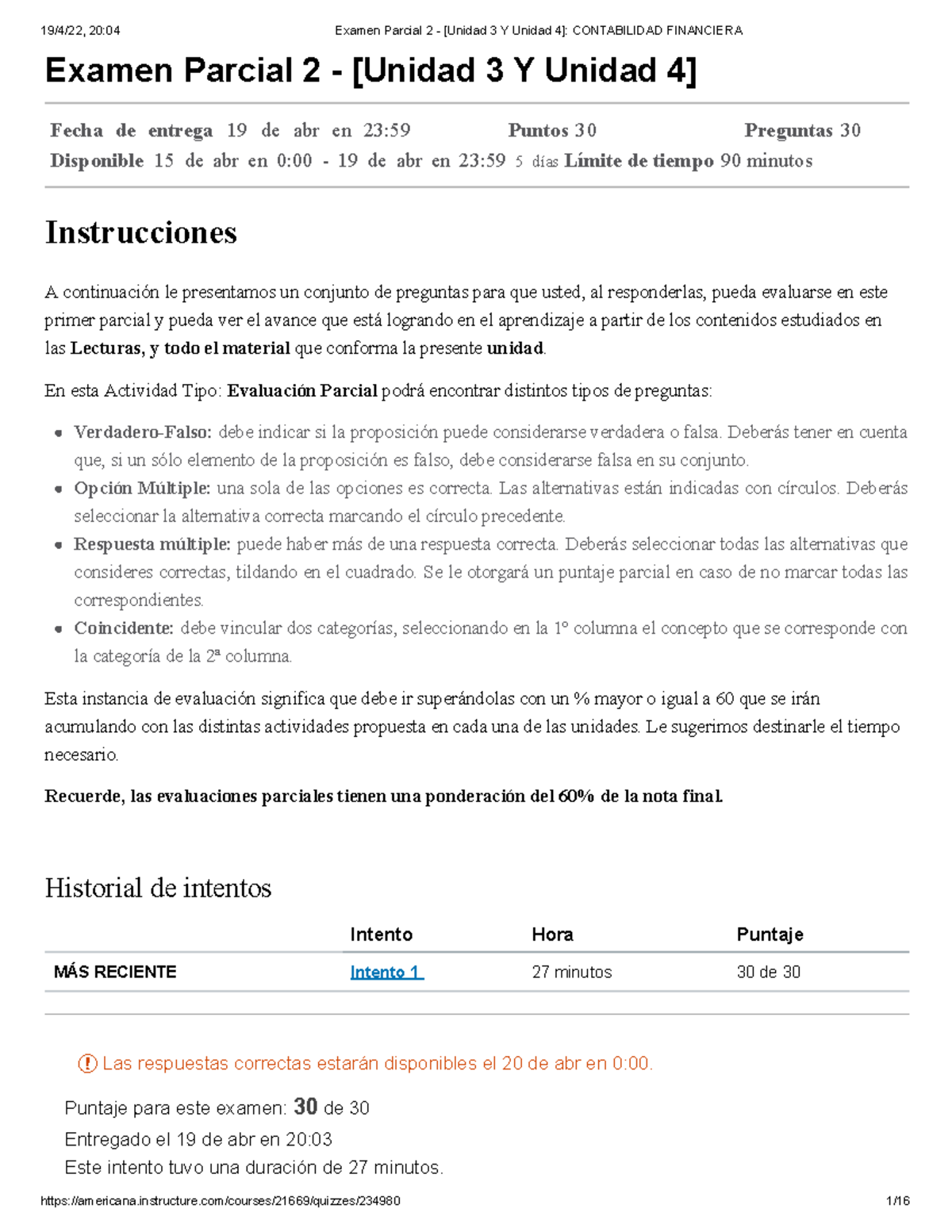 Examen Parcial 2: Contabilidad Financiera Unidad 3 y 4 - Studocu