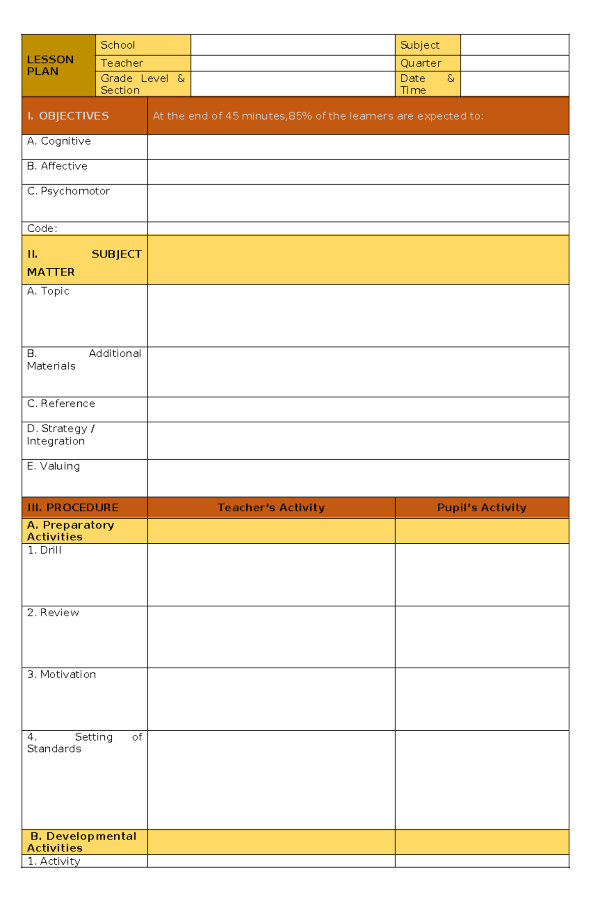 Lesson-PLAN-template - LESSON PLAN School Subject Teacher Quarter Grade ...
