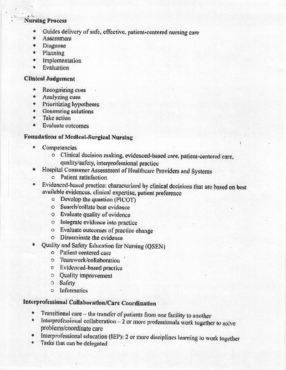 Med Surg 101 Exam 1 Comprehensive Study Guide - Studocu