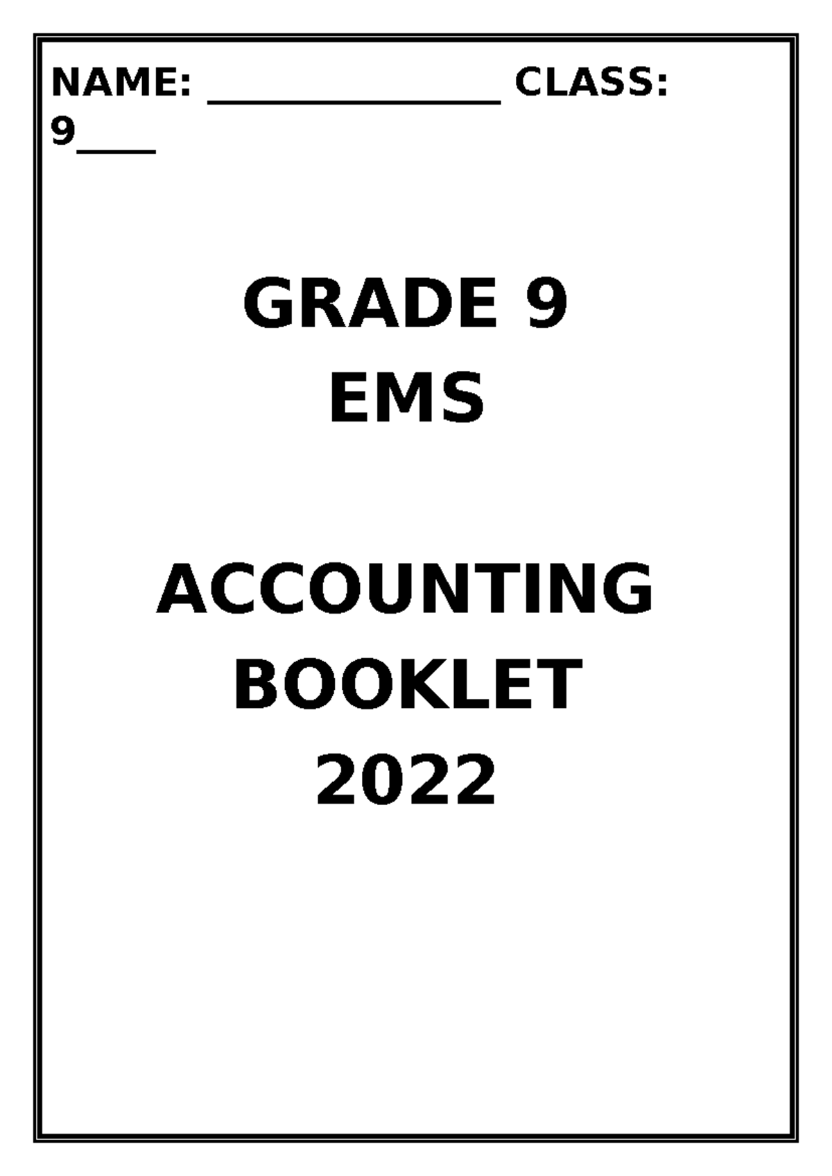 EMS 9 Accounting Notes 2022: Journal Guides and Key Concepts - Studocu