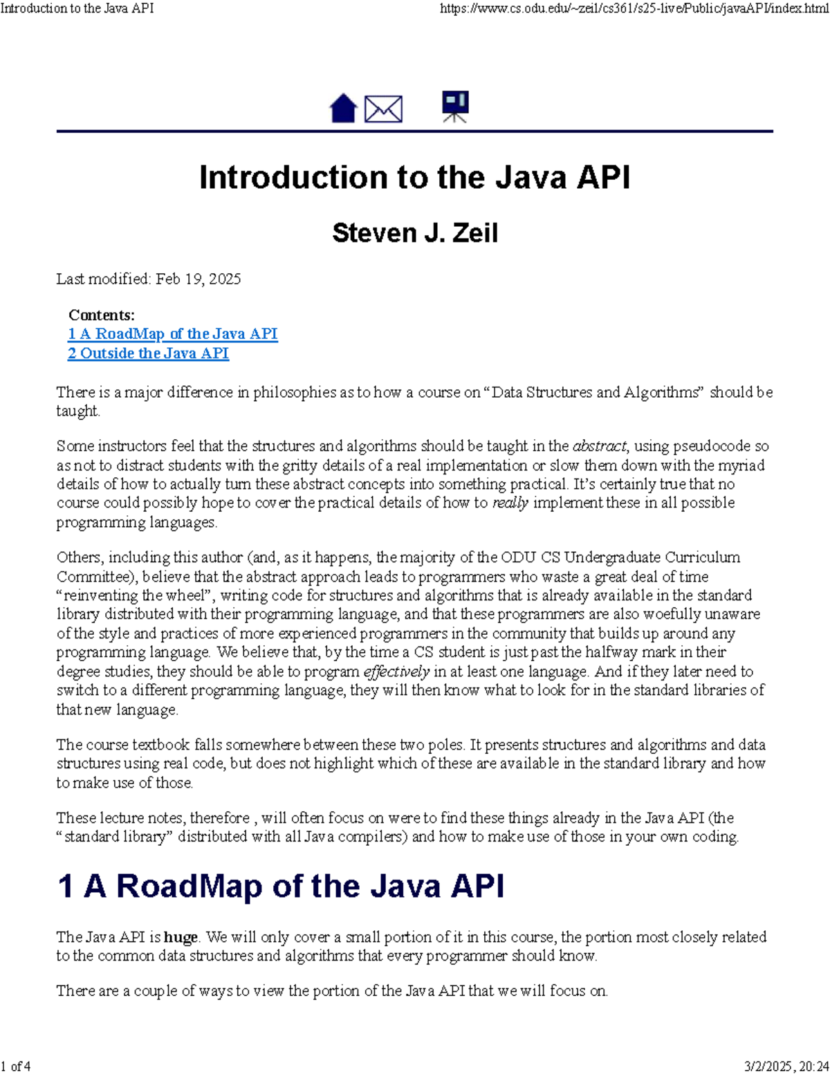 Data Structures and Algorithms in Java API - CS361 Lecture Notes ...