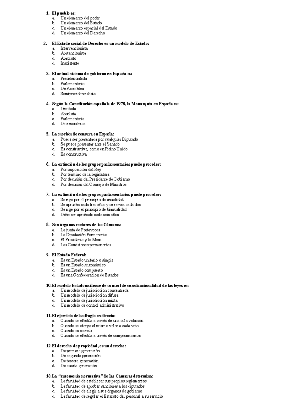 Examen de Derecho Constitucional - TEST TEC Modificado 2 con Respuestas ...