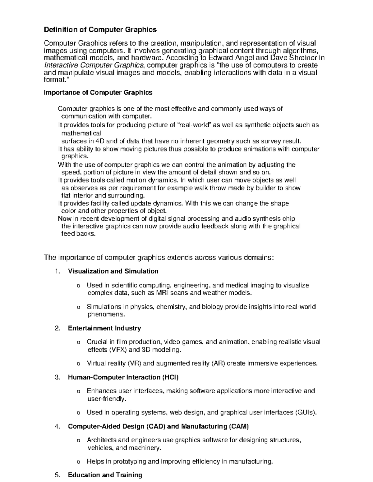 CGraphics Notes: Understanding Computer Graphics and OpenGL (MCA Module ...