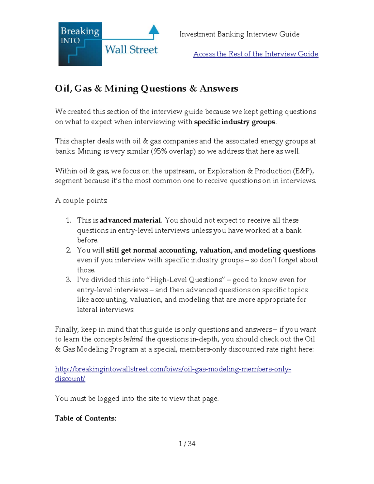 04 04 Oil, Gas & Mining Interview Guide: Q&A on Production & Reserves ...