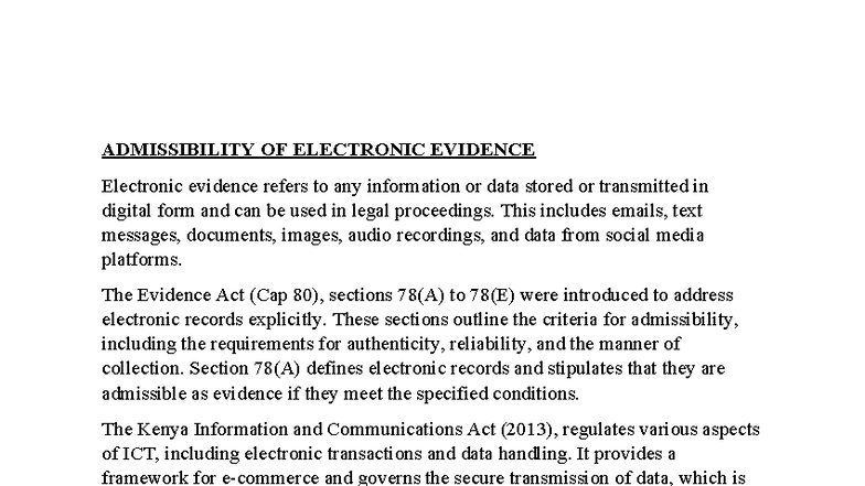 Admissibility of Electronic Evidence in ICT Law: Key Considerations ...