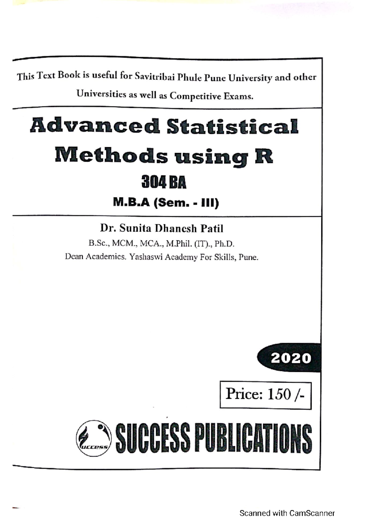 Advanced Statistical Methods using R (BA 304) - Unit 1: Statistics ...