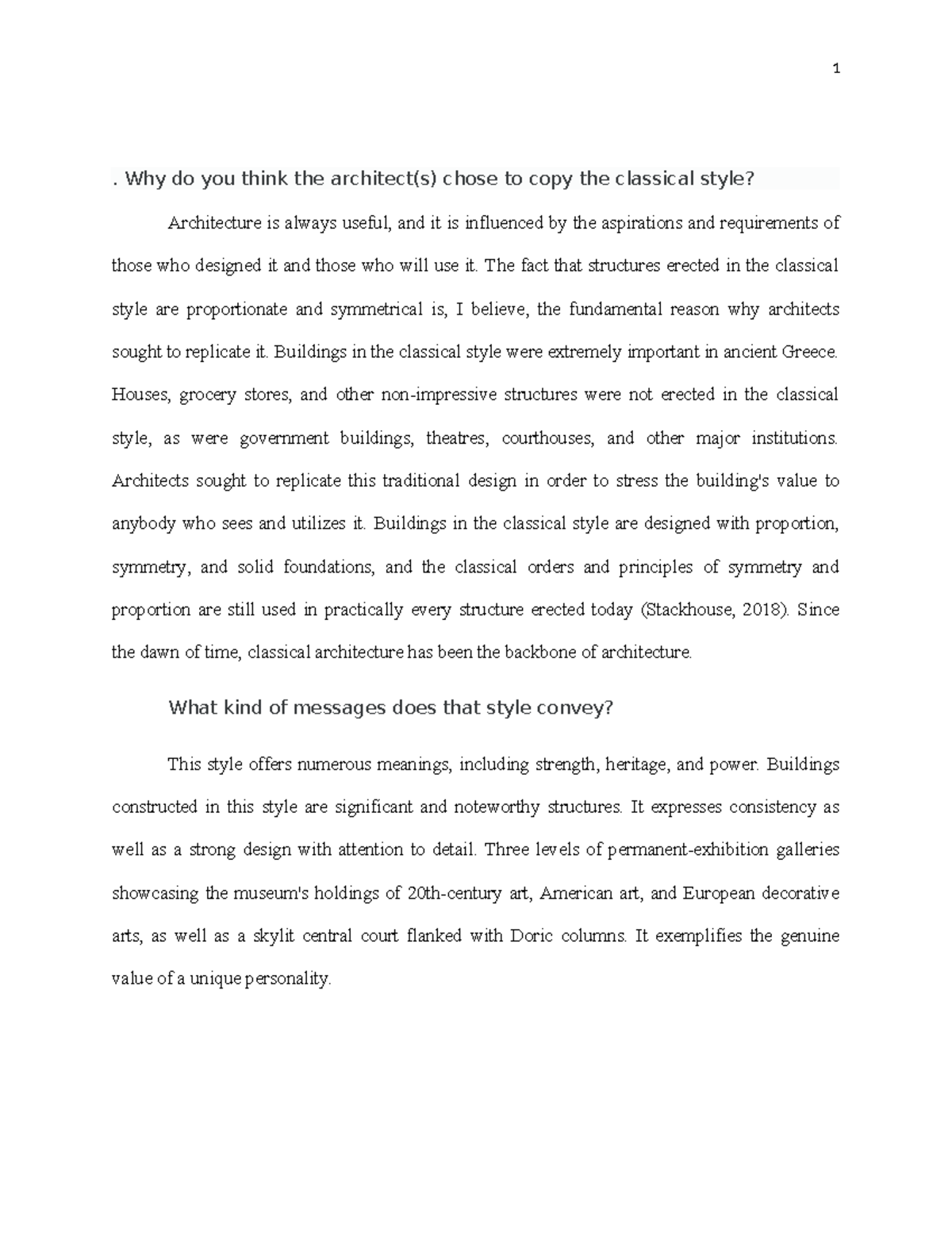 Discussion Forum Unit 2: Classical Architecture Insights in AHIST 1401 ...