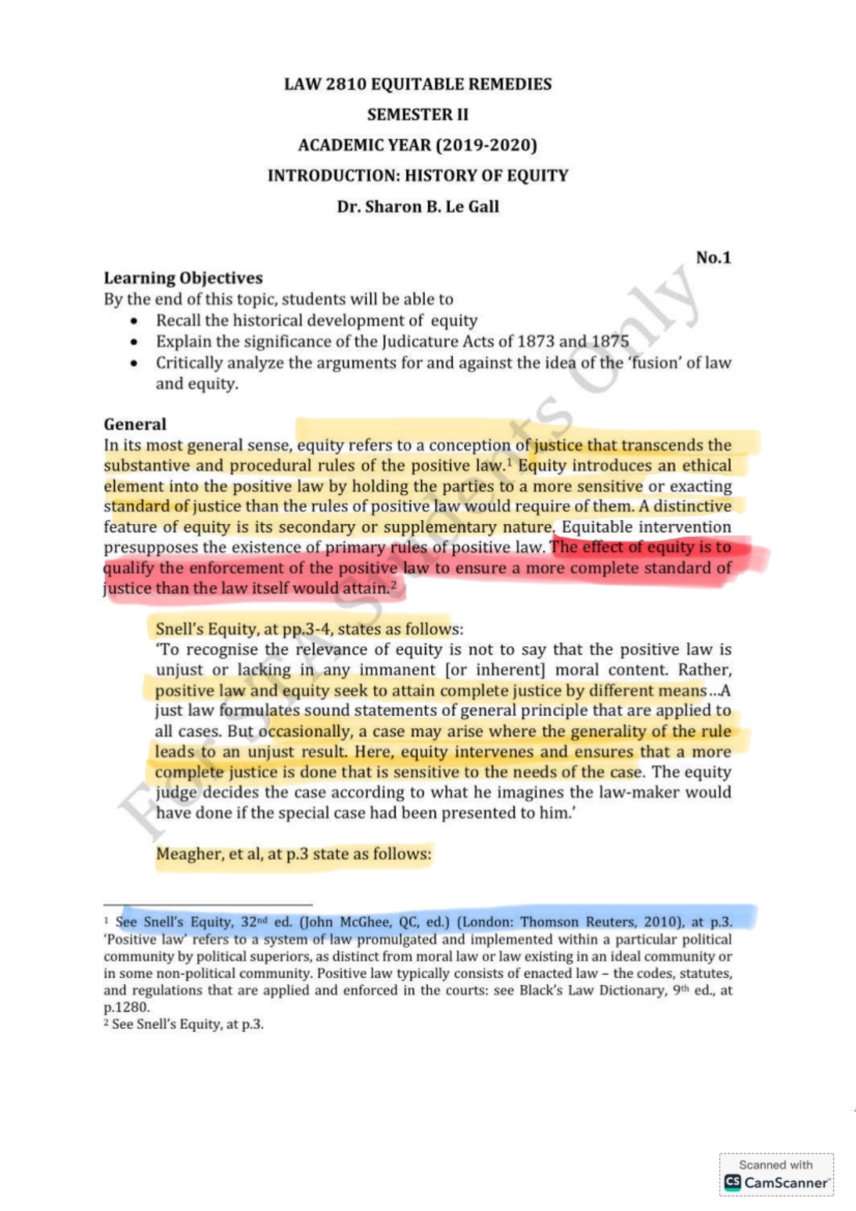 LAW 2810 EQUITABLE REMEDIES: History and Development of Equity - Studocu