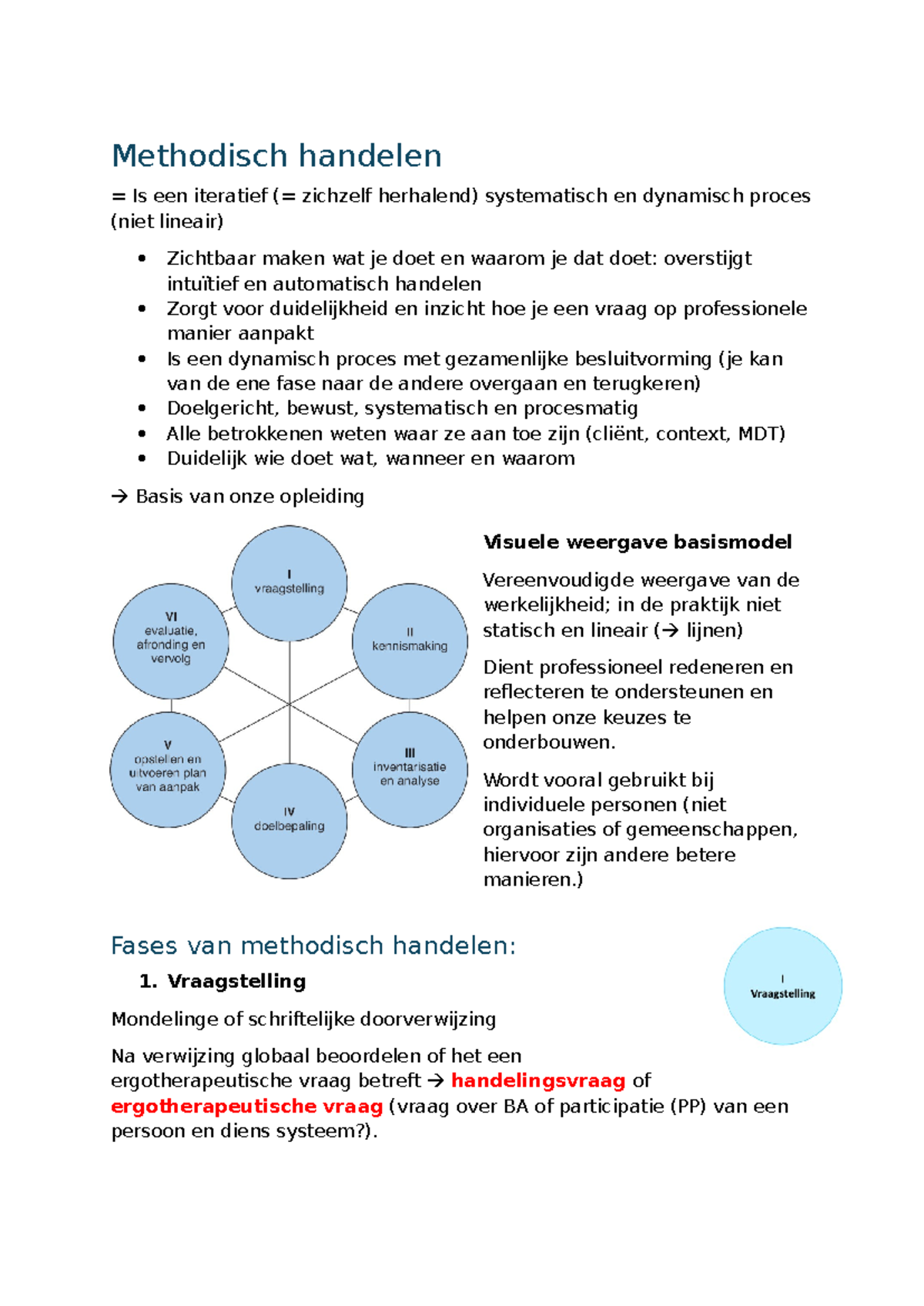 Methodisch Handelen in Ergotherapie: Een Dynamisch Proces - Studocu