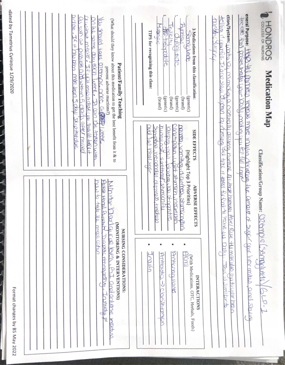 HONDROS COLLEGE OF NURSING Medication Map: Insulin Med Sheets Overview ...