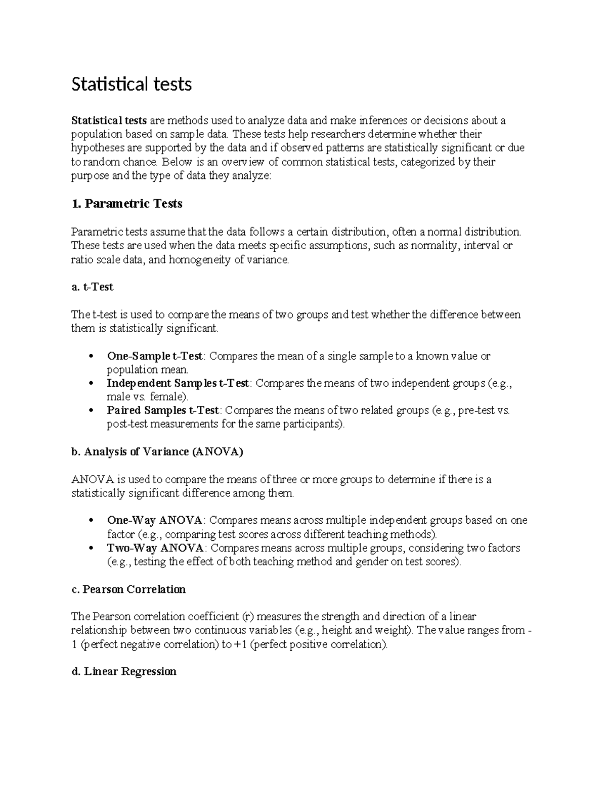 Statistical tests - references - Statistical tests Statistical tests ...