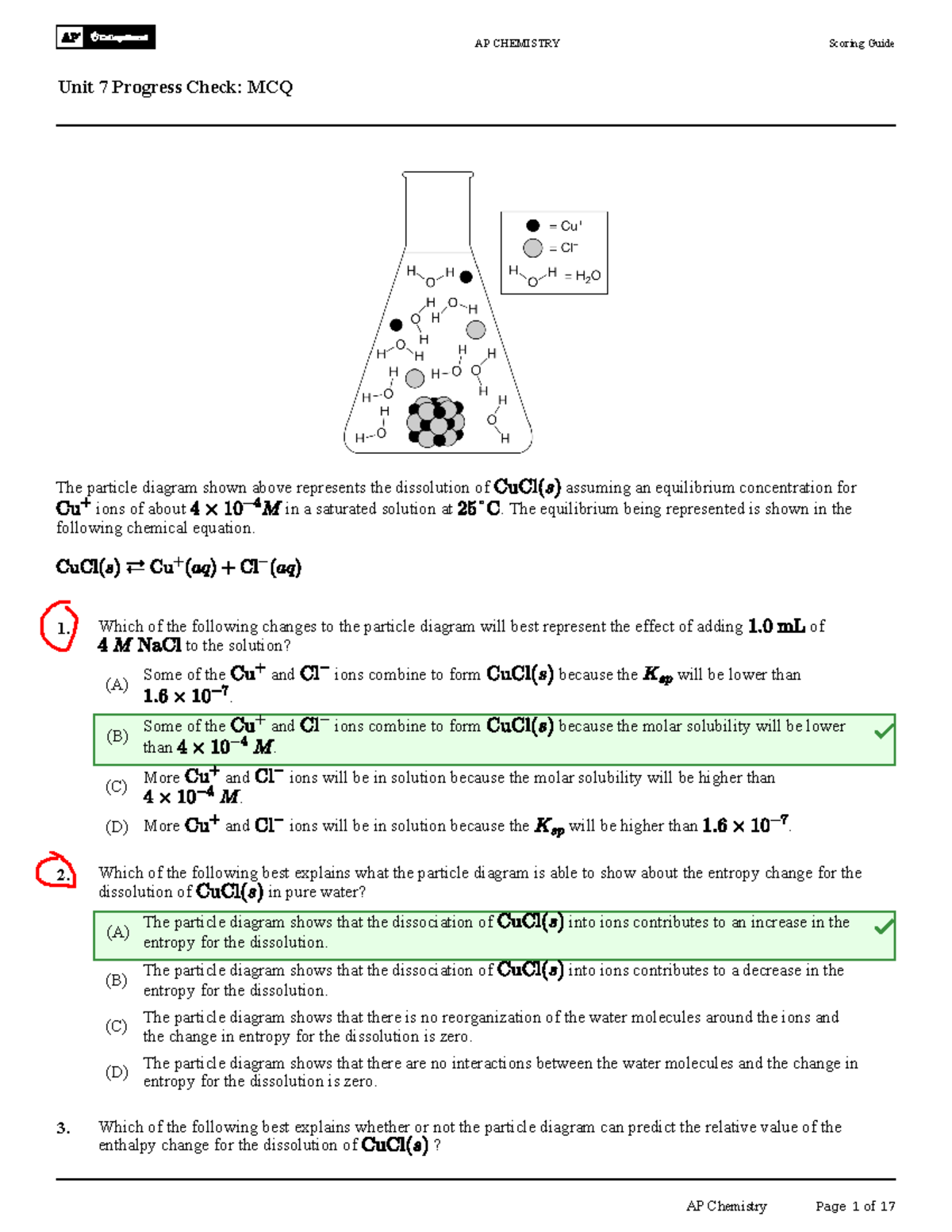 AP CHEMISTRY Unit 7 Progress Check MCQ Study Guide Studocu