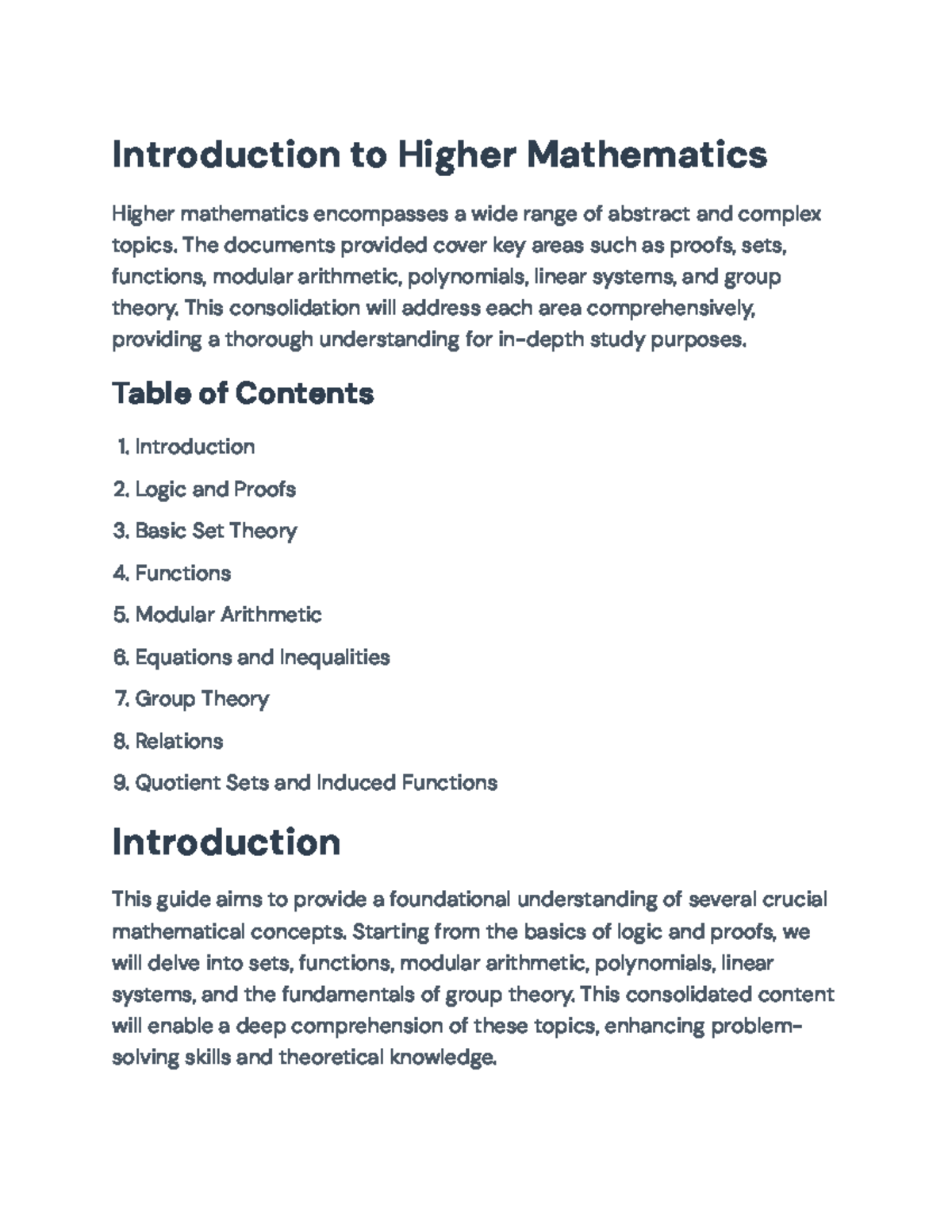 Comprehensive Guide to Higher Mathematics Concepts & Theories - Studocu