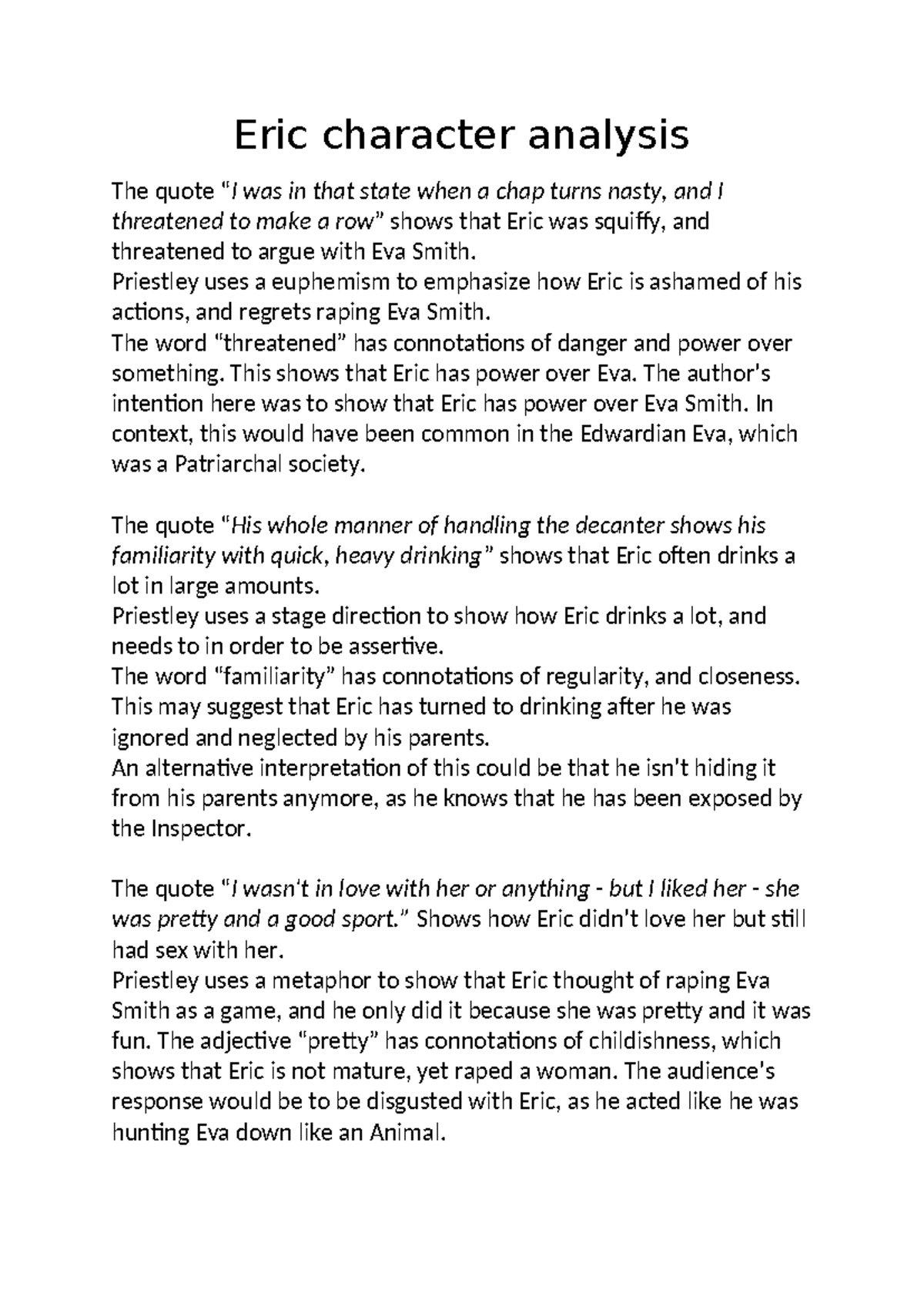 Eric Character Analysis: Exploring Power, Shame, and Maturity in ...