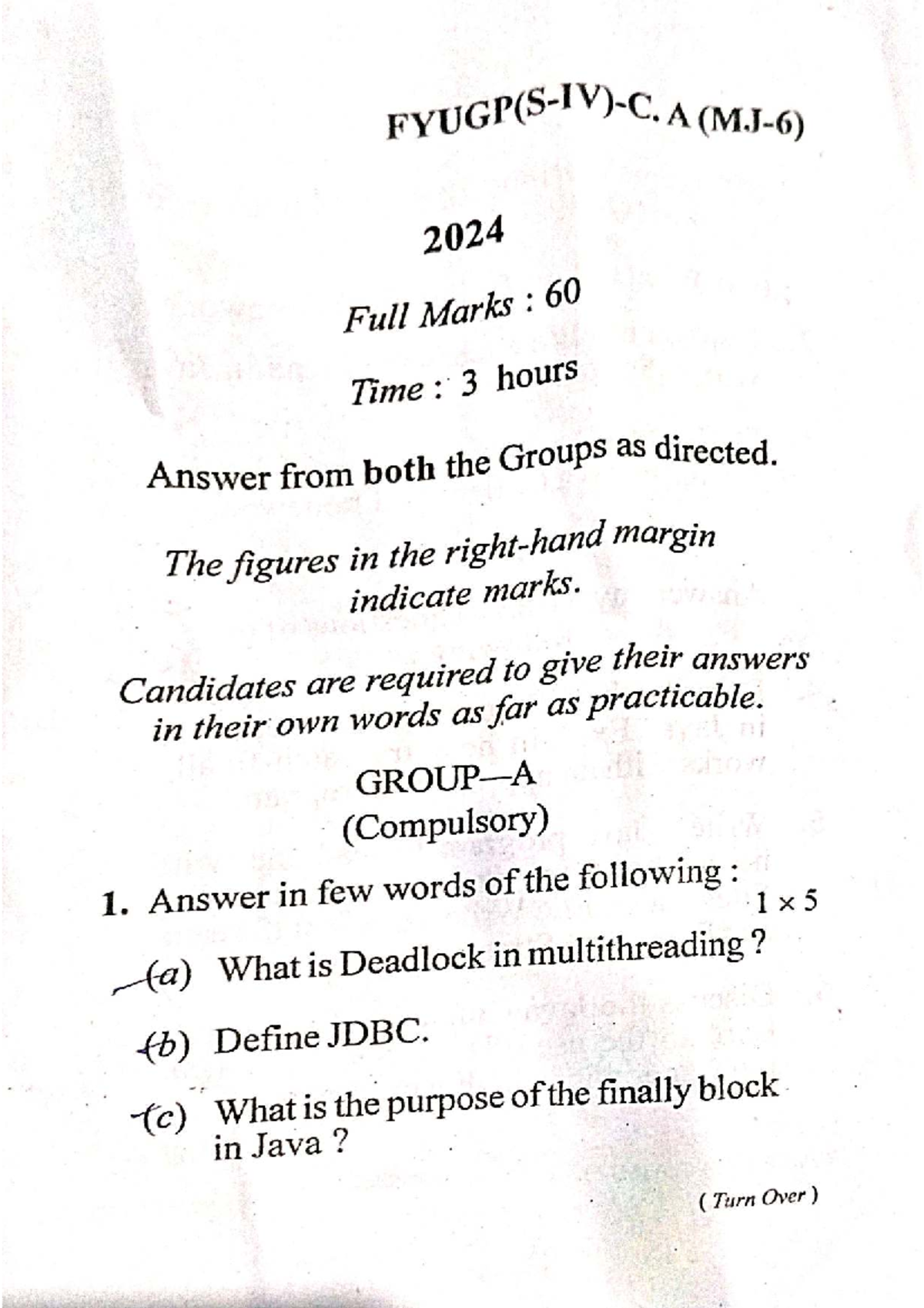 Java Programming Midterm Exam (2024) - Full Marks: 60, Duration: 3 ...
