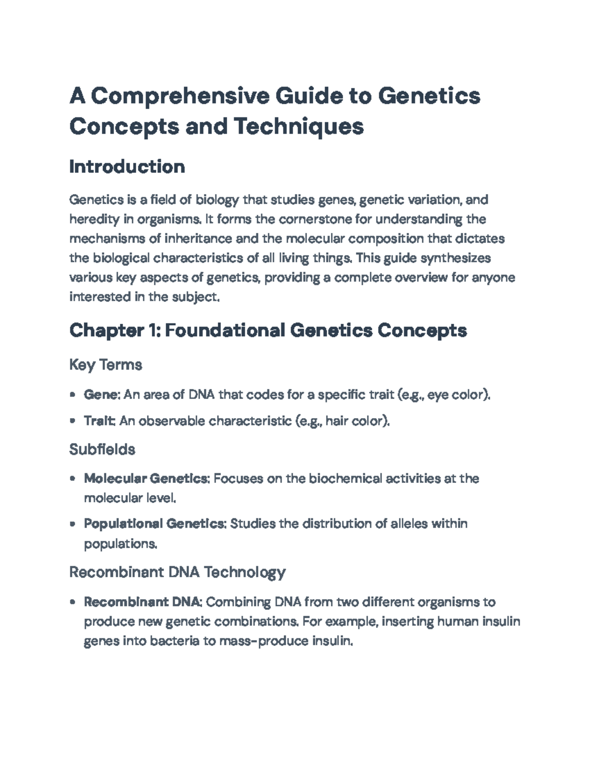 Genetics Guide (BIO101): Key Concepts, Techniques & Applications - Studocu