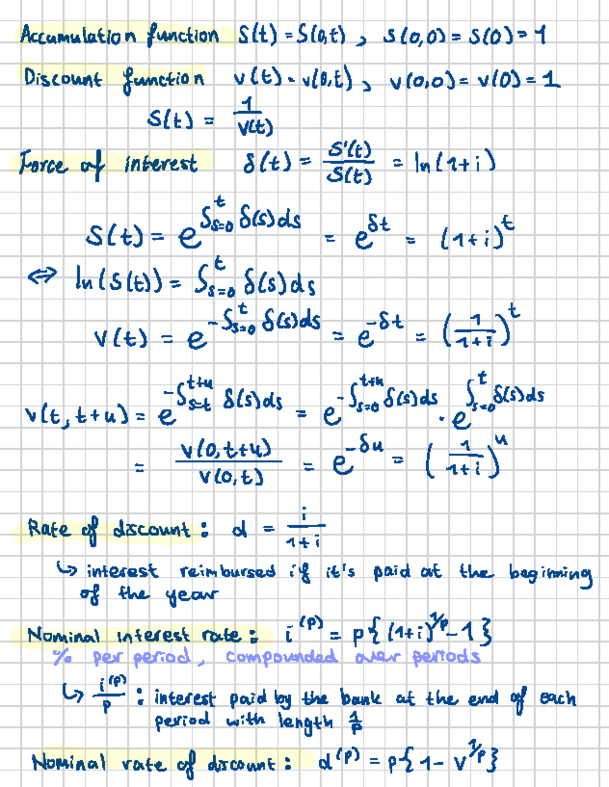 Mathematics 101: Key Formulas for Interest and Accumulation Functions ...