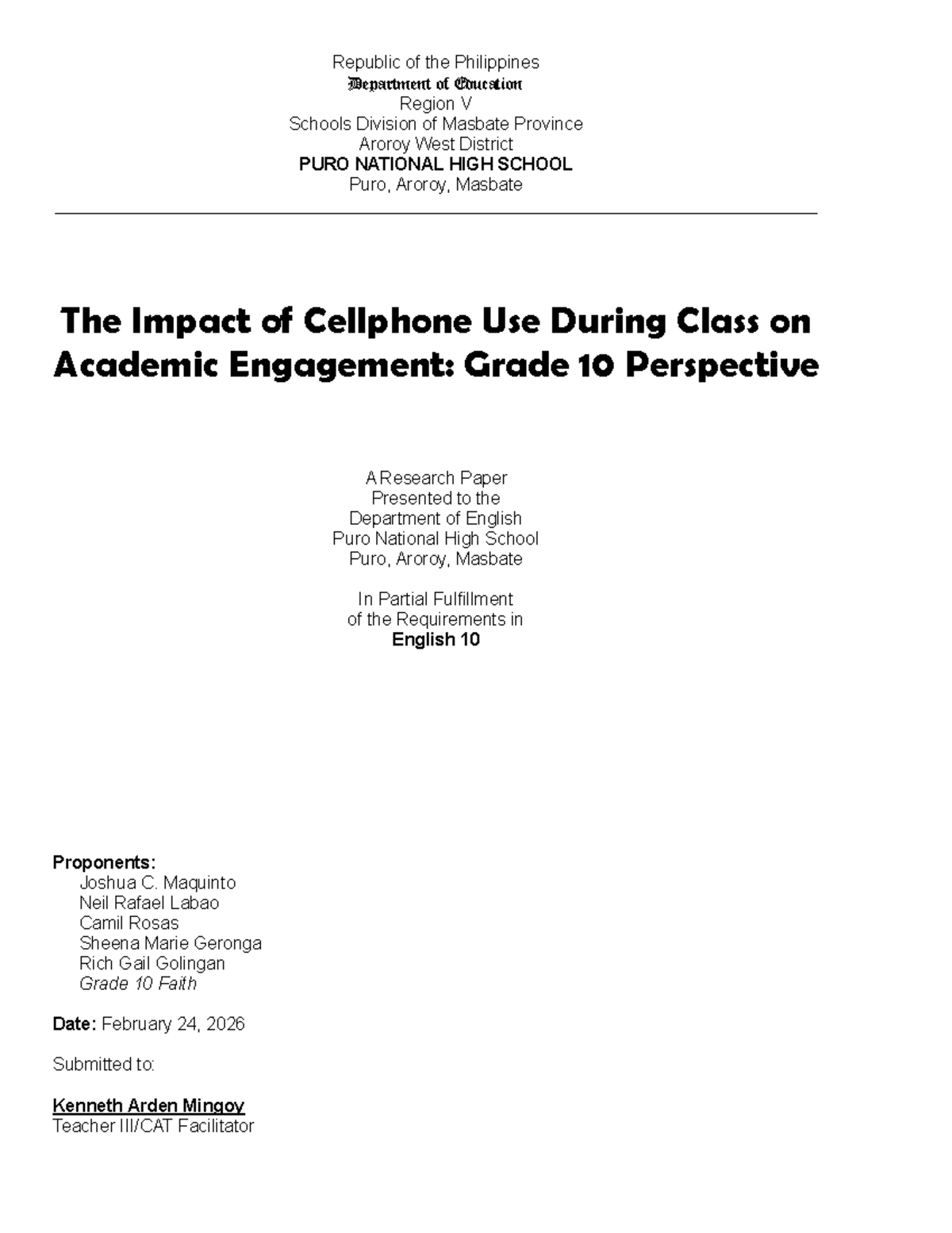 The Impact of Cellphone Use on Academic Engagement: Grade 10 Insights ...