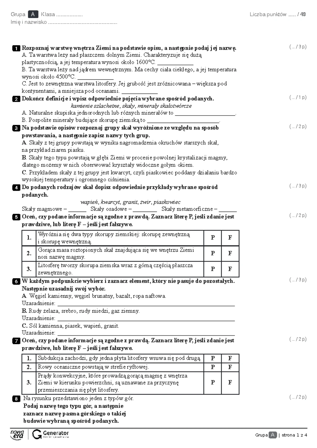 Sprawdzian Nowa Era Geografia 1 Liceum 3 Dział www.studocu.com