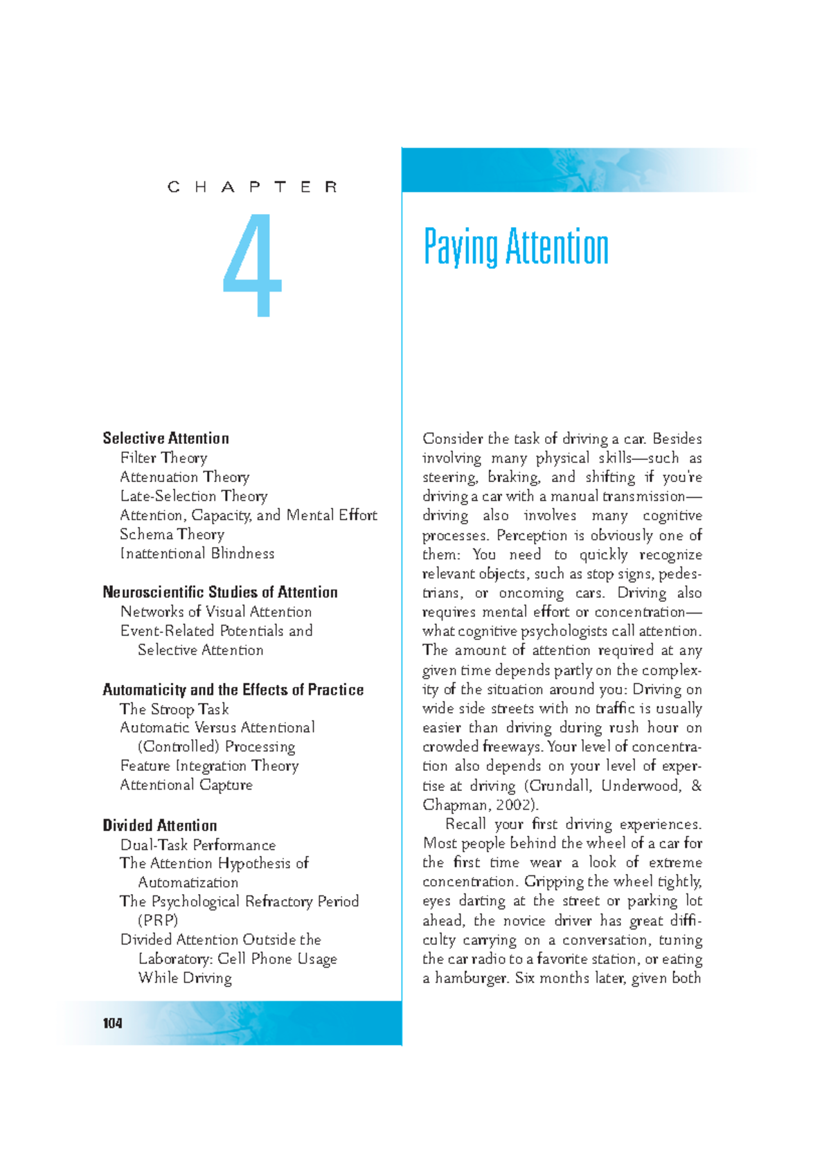 Chapter 4: The Psychology of Attention - Key Concepts and Theories ...