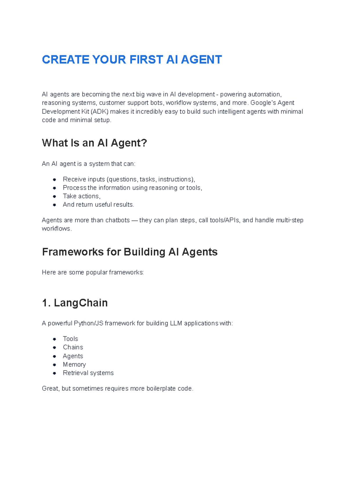 Ai Agents Development Create Your First Ai Agent With Adk Studocu