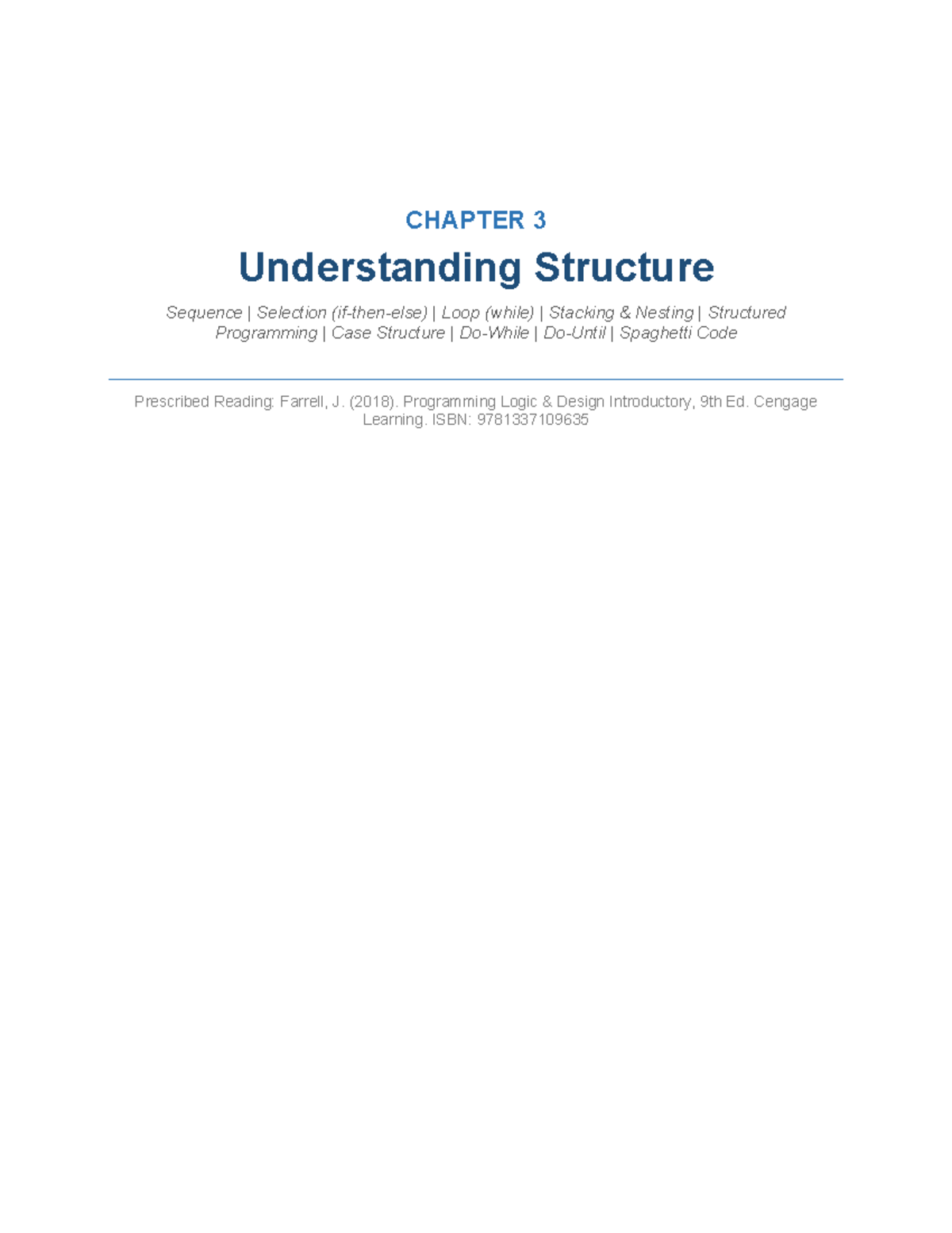 CHAPTER 3: Understanding Structure in Programming - Studocu