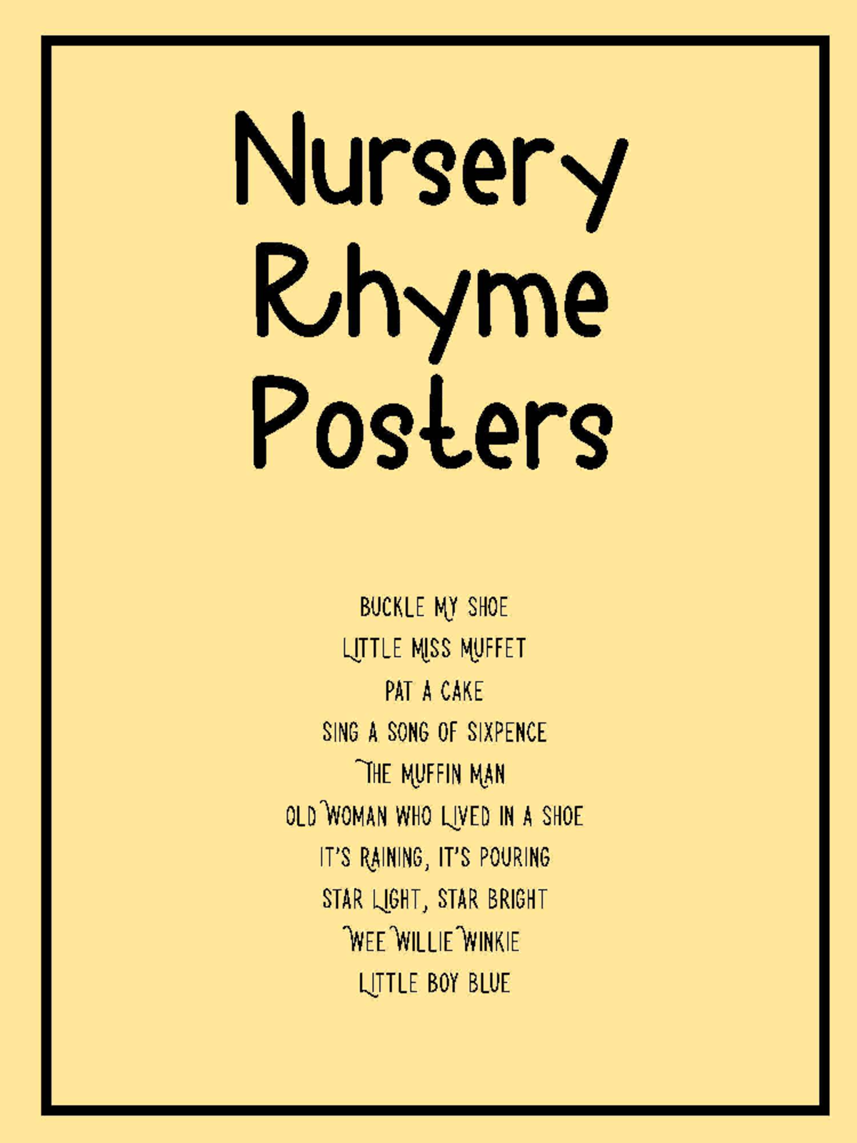 Nursery Rhyme Posters Collection for Kids - BUCKLE MY SHOE & More - Studocu