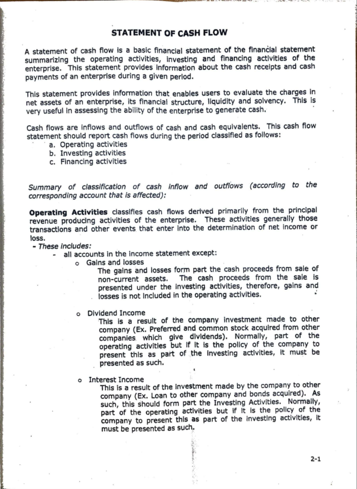 STATEMENT OF CASH FLOW NOTES: A Comprehensive Overview of Cash Flows ...