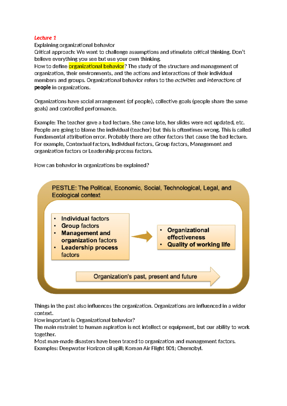 Organizational Behavior Lecture 1: Understanding Human Dynamics ...