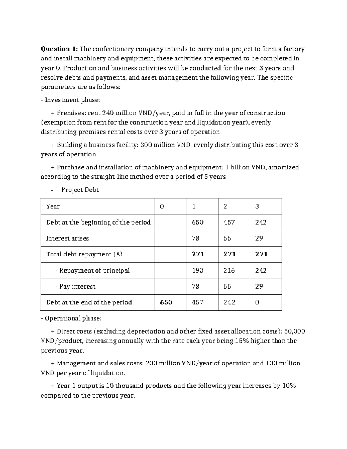 Final Exam: Financial Analysis of Simple Projects (Course Code: FINA ...