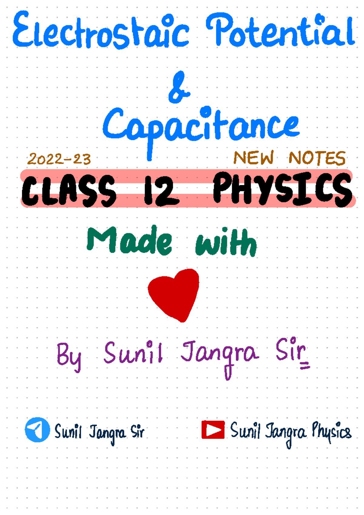 Electrostatic Potential & Capacitance Class 12 Notes by Sunil Tangra ...