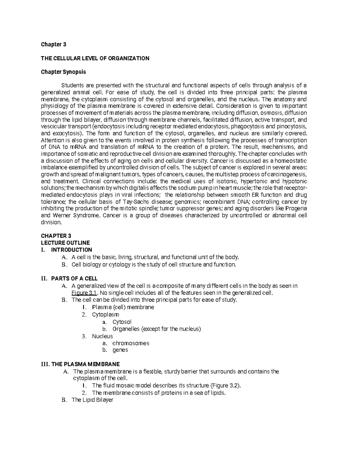 Chapter 3: Cellular Structure and Function - Overview and Processes ...